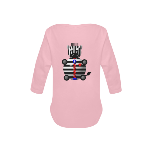 Cute Critters With Heart: Zebra With A Zipper - Pink Baby Powder Organic Long Sleeve One Piece (Model T27)
