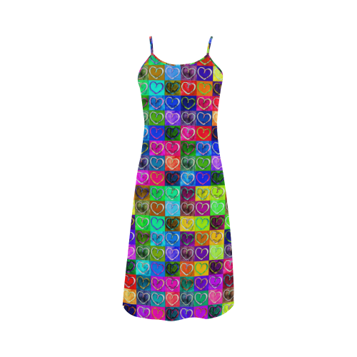 Lovely Hearts Mosaic Pattern - Grunge Colored Alcestis Slip Dress (Model D05)