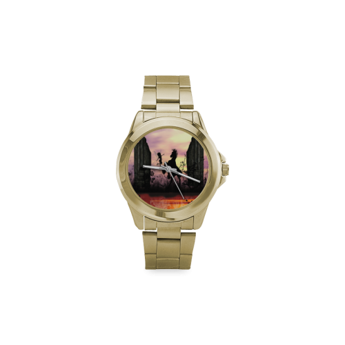 Wonderful fairy with foal in the sunset Custom Gilt Watch(Model 101)