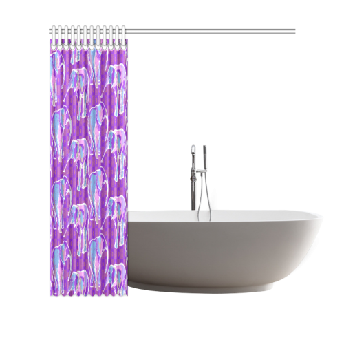 Cute Violet Elephants Pattern Shower Curtain 69"x70"