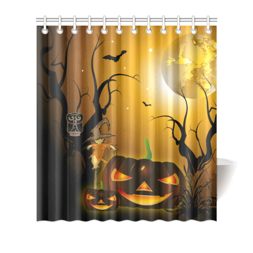 Halloween, Funny scarecrow with punpkin Shower Curtain 66"x72"