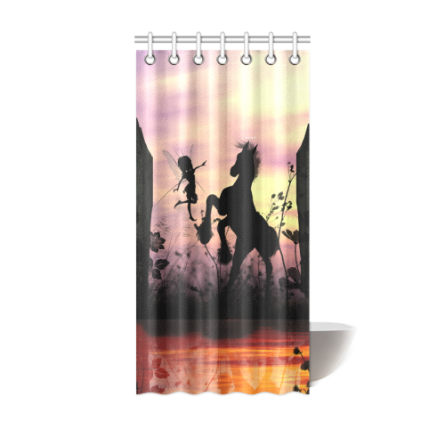 Wonderful fairy with foal in the sunset Shower Curtain 36"x72"