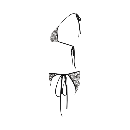 Crazy Spiral Shapes Pattern - Black White Custom Bikini Swimsuit