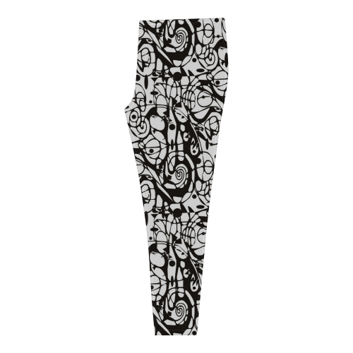 Crazy Spiral Shapes Pattern - Black White Cassandra Women's Leggings (Model L01)