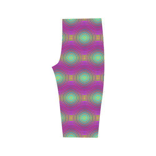 NEON colored TARGET STRIPES pattern Hestia Cropped Leggings (Model L03)