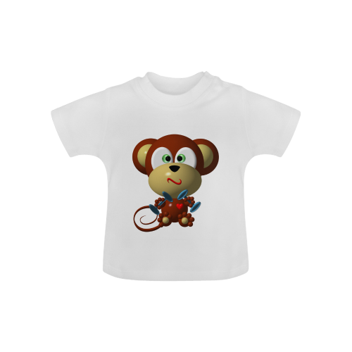 Cute Critters With Heart: Mystified Monkey - White Baby Classic T-Shirt (Model T30)
