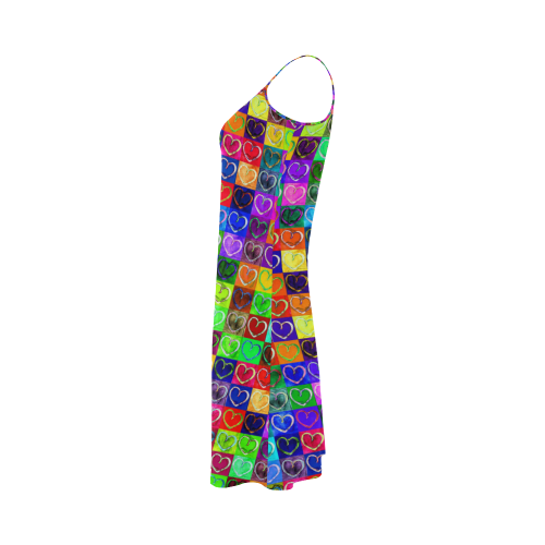 Lovely Hearts Mosaic Pattern - Grunge Colored Alcestis Slip Dress (Model D05)
