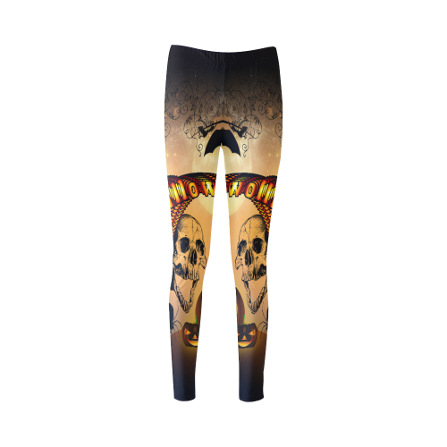 Funny halloween design with skull and pumpkin Cassandra Women's Leggings (Model L01)