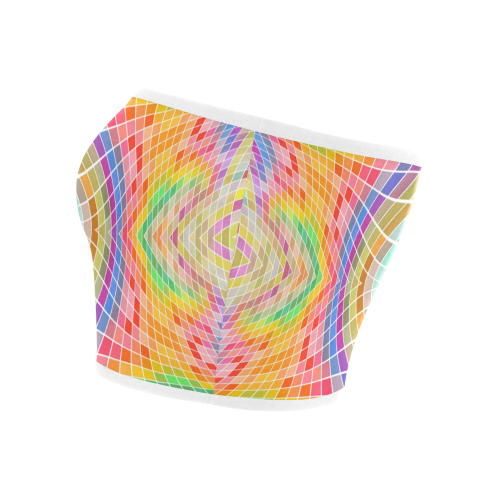 Multicolored Squares Grid Waves - white Bandeau Top