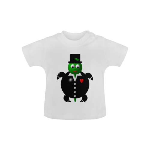 Cute Critters With Heart: Turtle in a Tuxedo - White Baby Classic T-Shirt (Model T30)