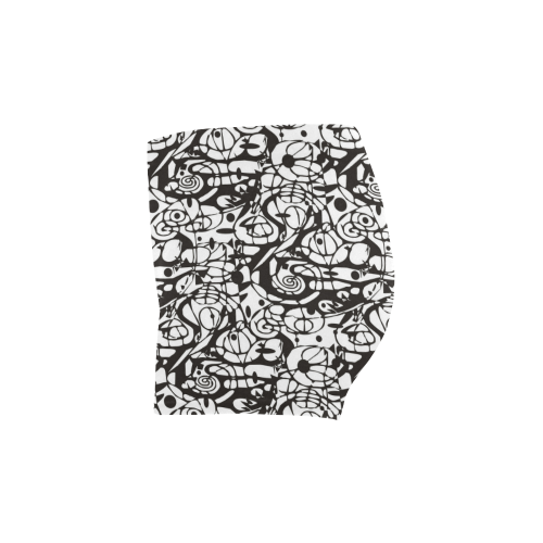 Crazy Spiral Shapes Pattern - Black White Briseis Skinny Shorts (Model L04)