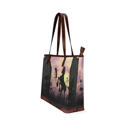 Wonderful fairy with foal in the sunset Shoulder Tote Bag (Model 1646)