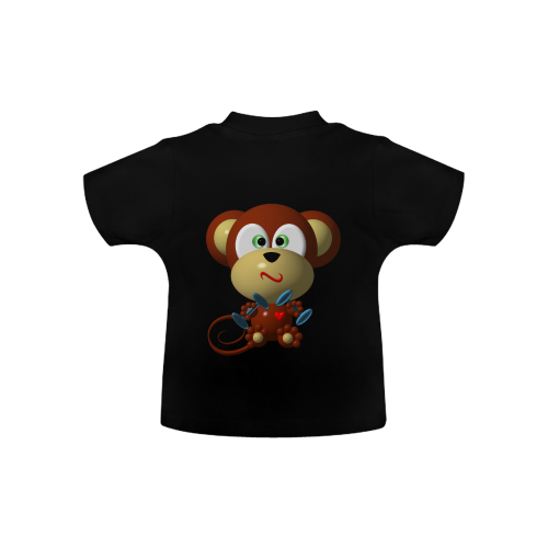 Cute Critters With Heart: Mystified Monkey - Black Baby Classic T-Shirt (Model T30)