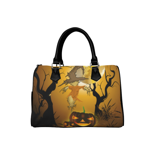 Funny scarecrow with punpkin Boston Handbag (Model 1621)