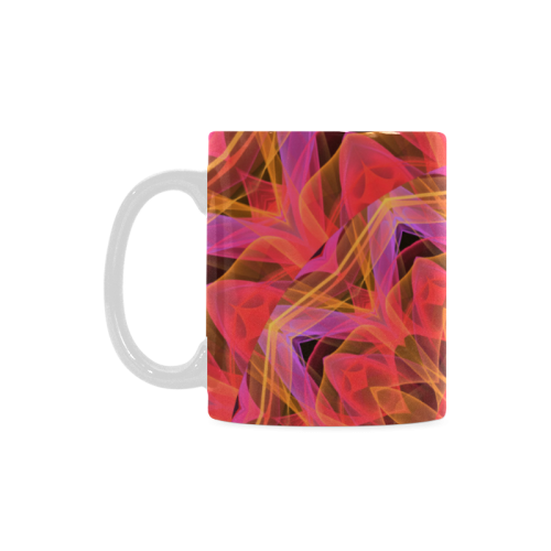 Abstract Peach Violet Mandala Ribbon Candy Lace White Mug(11OZ)