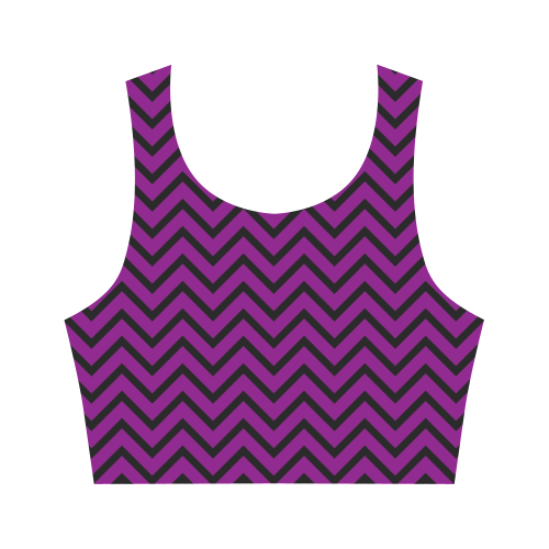 Black and Purple Chevron Women's Crop Top (Model T42)