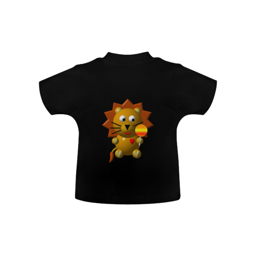Cute Critters With Heart: Lion With A Lollipop - Black Baby Classic T-Shirt (Model T30)