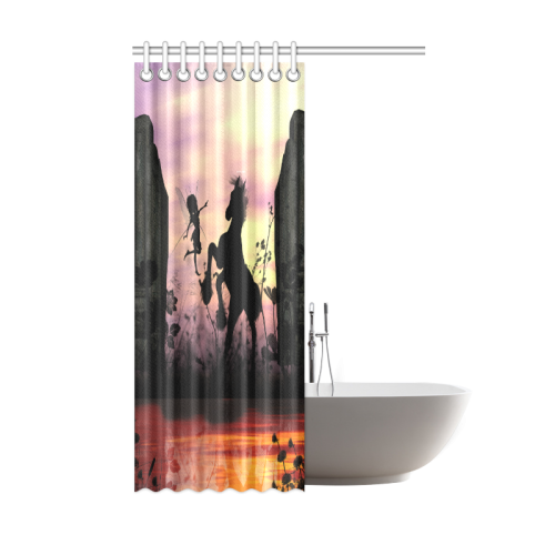 Wonderful fairy with foal in the sunset Shower Curtain 48"x72"