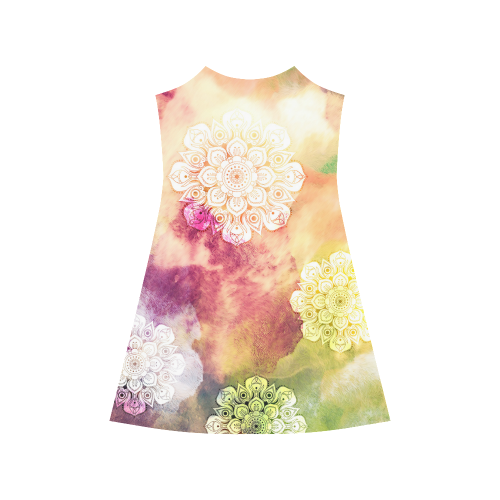 Watercolor LOTUS MANDALA Pattern - grunge style Alcestis Slip Dress (Model D05)