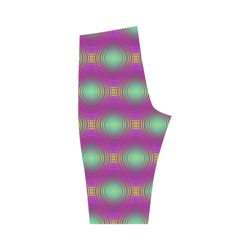 NEON colored TARGET STRIPES pattern Hestia Cropped Leggings (Model L03)