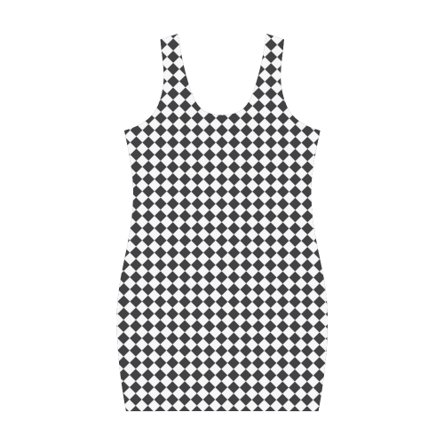 RACING / CHESS SQUARES pattern - black Medea Vest Dress (Model D06)