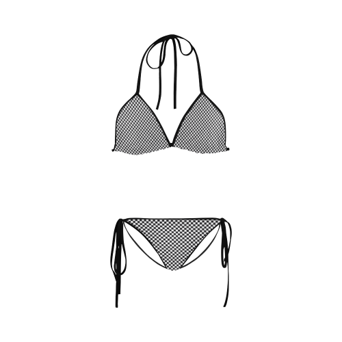 RACING / CHESS SQUARES pattern - black Custom Bikini Swimsuit