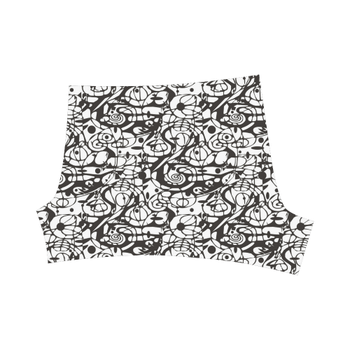 Crazy Spiral Shapes Pattern - Black White Briseis Skinny Shorts (Model L04)