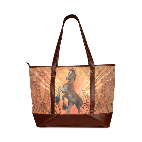 Awesome, cute foal with floral elements Tote Handbag (Model 1642)