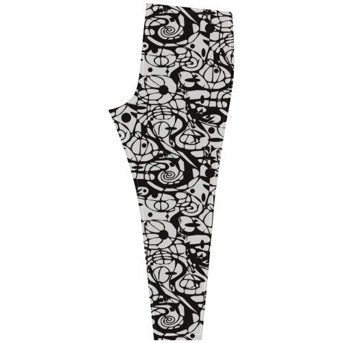 Crazy Spiral Shapes Pattern - Black White Cassandra Women's Leggings (Model L01)