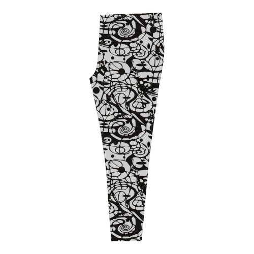 Crazy Spiral Shapes Pattern - Black White Cassandra Women's Leggings (Model L01)