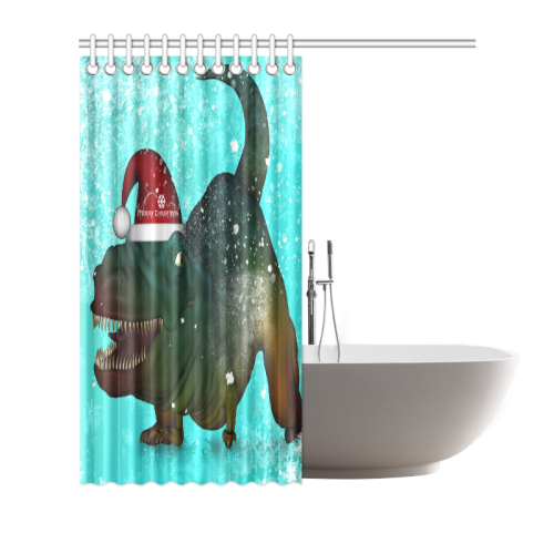 Christmas time, funny dinosaur Shower Curtain 66"x72"