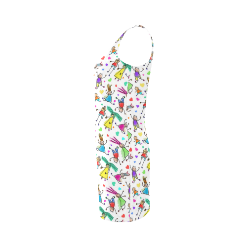 Multicolored HAPPY PEOPLE Line Drawing Medea Vest Dress (Model D06)