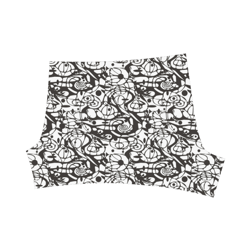 Crazy Spiral Shapes Pattern - Black White Briseis Skinny Shorts (Model L04)