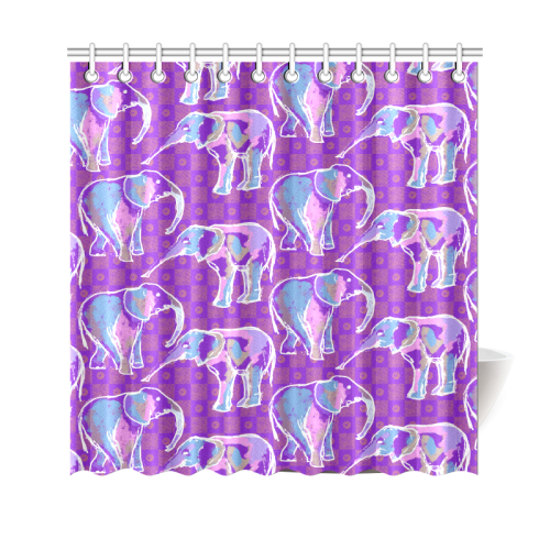 Cute Violet Elephants Pattern Shower Curtain 69"x70"