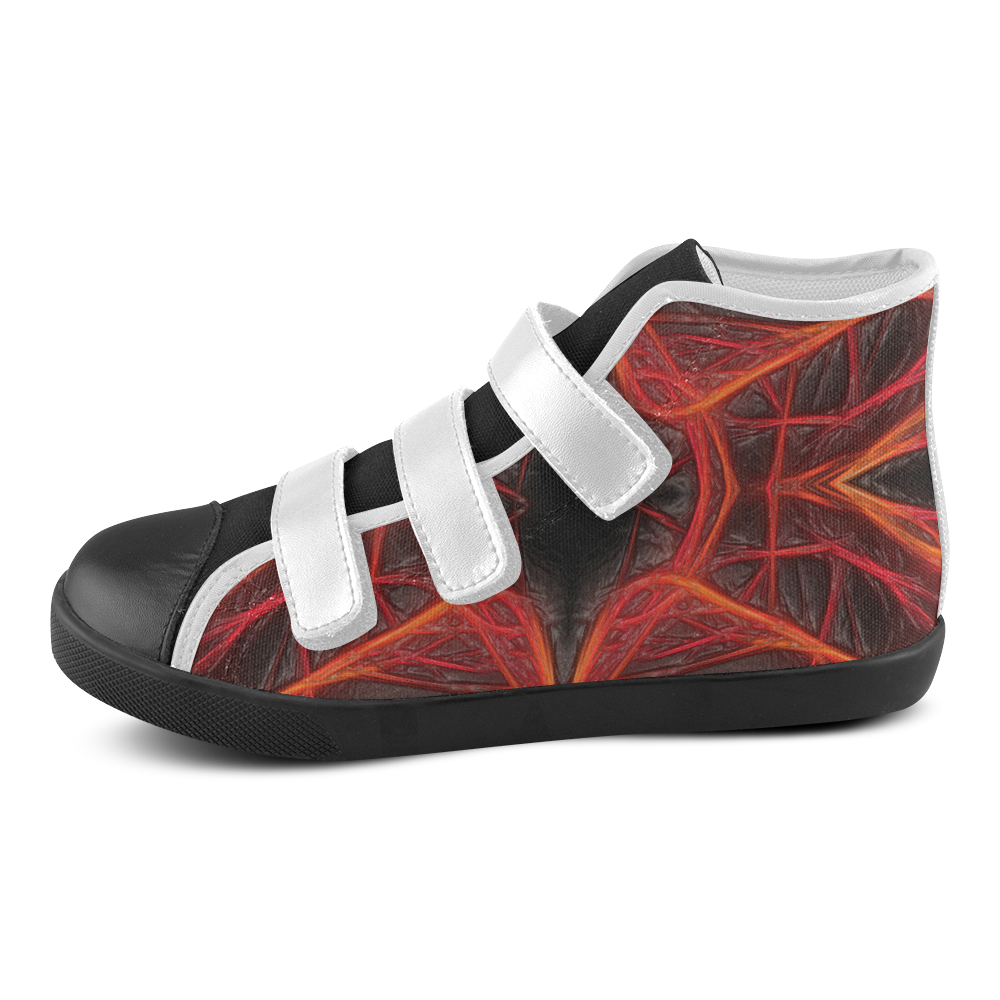 Lines of Energy and Power Velcro High Top Canvas Kid's Shoes (Model 015) ID D588768