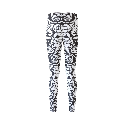 Crazy Spiral Shapes Pattern - Black White Cassandra Women's Leggings (Model L01)