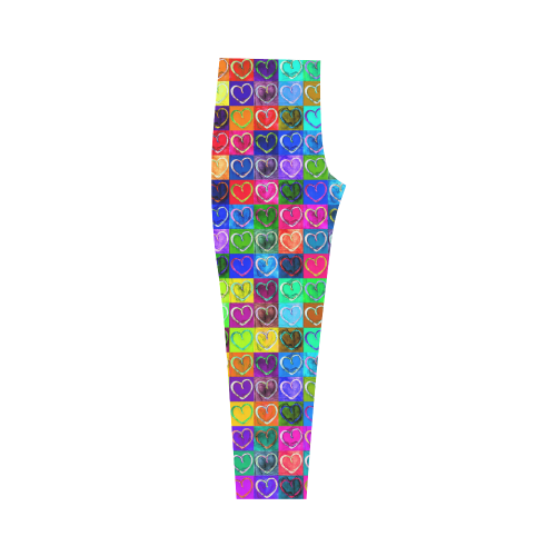 Lovely Hearts Mosaic Pattern - Grunge Colored Capri Legging (Model L02)