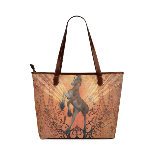 Awesome, cute foal with floral elements Shoulder Tote Bag (Model 1646)