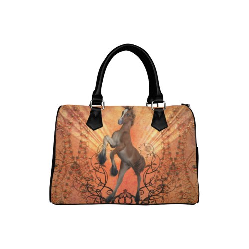 Awesome, cute foal with floral elements Boston Handbag (Model 1621)