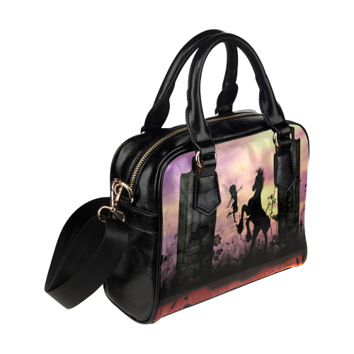 Wonderful fairy with foal in the sunset Shoulder Handbag (Model 1634)