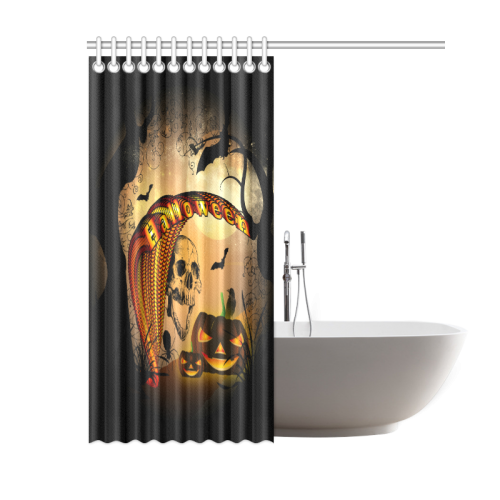 Funny halloween design with skull and pumpkin Shower Curtain 60"x72"