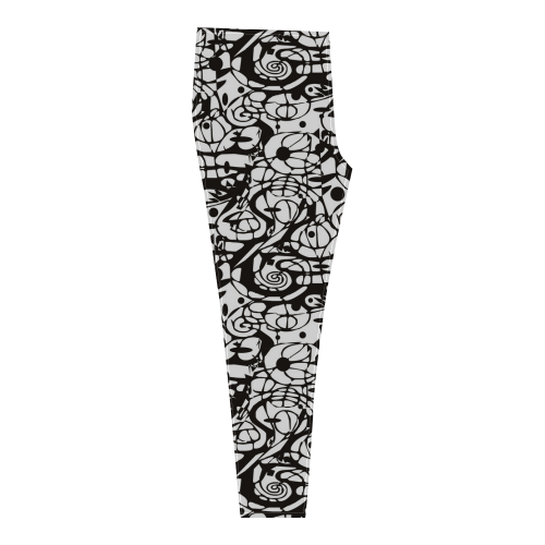 Crazy Spiral Shapes Pattern - Black White Cassandra Women's Leggings (Model L01)