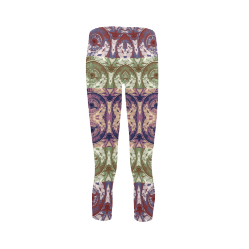 Snails Spirals Mosaic Grunge Pattern Capri Legging (Model L02)