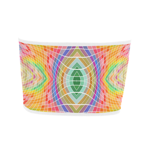 Multicolored Squares Grid Waves - white Bandeau Top