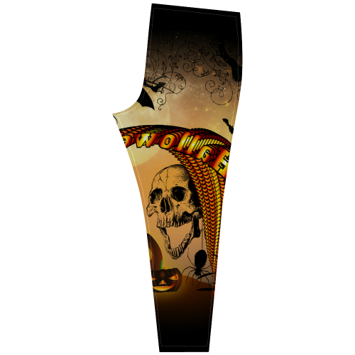 Funny halloween design with skull and pumpkin Cassandra Women's Leggings (Model L01)
