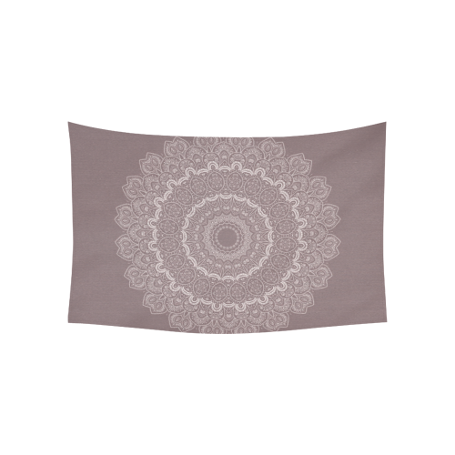 Mandala in pink and mauve Cotton Linen Wall Tapestry 60"x 40"