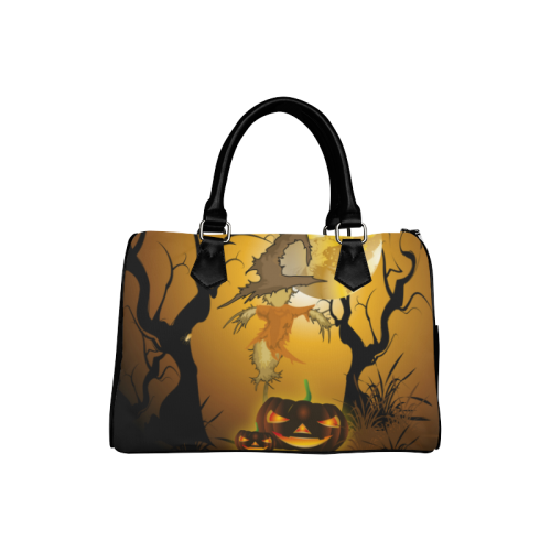 Funny scarecrow with punpkin Boston Handbag (Model 1621)