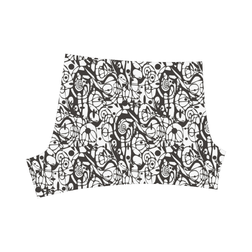 Crazy Spiral Shapes Pattern - Black White Briseis Skinny Shorts (Model L04)