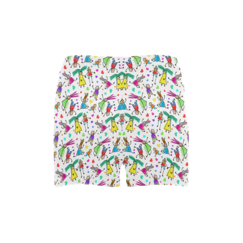 Multicolored HAPPY PEOPLE Line Drawing Briseis Skinny Shorts (Model L04)