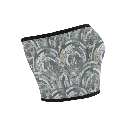Stones Round Mosaic Pattern - grey Bandeau Top